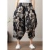 Art Black White Print Wide Leg Cotton Linen Pants Summer