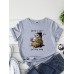 Women Funny Sloth Slogan Print O  Neck Short Sleeve Daily Comfy T  Shirt