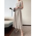 Solid Button Pocket Drawstring Show Waist Sleeveless Maxi Dress