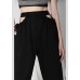 Plus Size Black High Waist CinchedCargo Pants