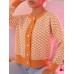 Women Diamond Square Pattern Geometric Literal Crop Top Cardigan