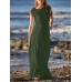 Sleeveless Solid Round Neck Ruched Hollow Out Maxi Dress