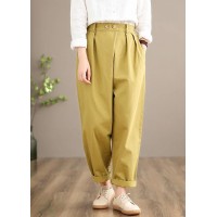 100% Yellow Jeans Fall Fashion Spring Button Down Sewing Pants