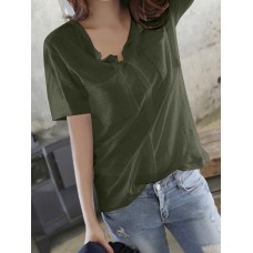 Leisure Pocket Short Sleeve Summer T  Shirt