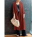 Pure Cotton Loose Literary Simple Mid  Calf Length Cardigan For Women