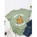 Women Cute Sloth Cartoon Slogan Print O  Neck Casual Short Sleeve T  Shirt