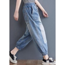 Elegant Blue pockets jeans Summer Cotton Pants