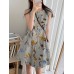 Flower Print Cotton Sleeveless Round Neck Casual Midi Dress