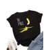 Women Funny Banana Letter Print Round Neck Casual Short Sleeve T  Shirts