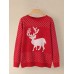 Women Christmas Reindeer Snowflake Pattern O  Nekc Long Sleeve Knitting Sweater