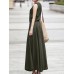 Solid Drawstring Ruched Sleeveless Casual Maxi Dress