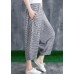 Stitching Cotton Linen Drop Crotch Pants Summer Linen Plaid Loose Large Size