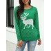 Women Christmas Reindeer Snowflake Pattern O  Nekc Long Sleeve Knitting Sweater