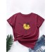 Women Flower Dancing Girl Print O  Neck Short Sleeve Multi  Color T  Shirt