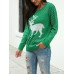 Women Christmas Reindeer Snowflake Pattern O  Nekc Long Sleeve Knitting Sweater