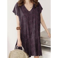 Cottagecore Polka Dot Ruffle V Neck Cotton Midi Dress