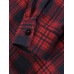 Women Plaid Retro Button Cuffs Split Side Pockets Lapel Long Sleeve Shirtdress Cardigan