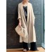 Pure Cotton Loose Literary Simple Mid  Calf Length Cardigan For Women