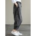 Modern Spring Wide Leg Pants Trendy Plus Size Denim Gray Sewing Elastic Waist Pockets Jeans